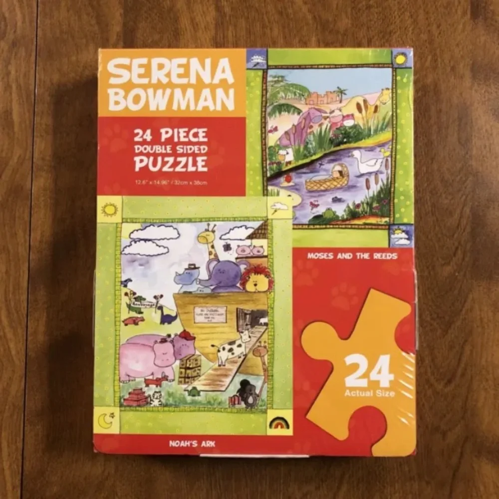 Serena Bowman Noah’s Ark + Moses and the Reeds 24 Piece Double Sided Puzzle